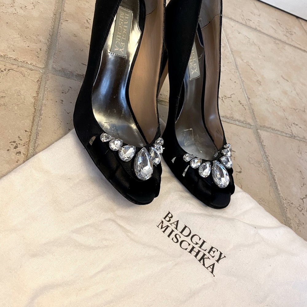 Badgley Mischika black heels with crystals size 6